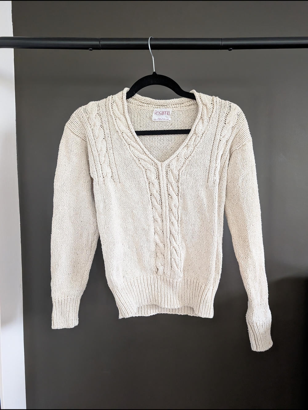 Rosanna Cream Cable Knit Scoop-Neck Sweater